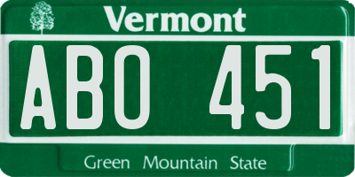 VT license plate ABO451
