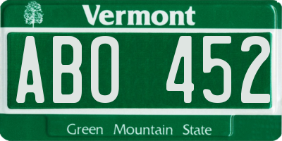 VT license plate ABO452