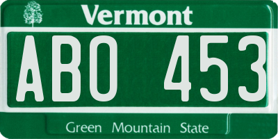 VT license plate ABO453