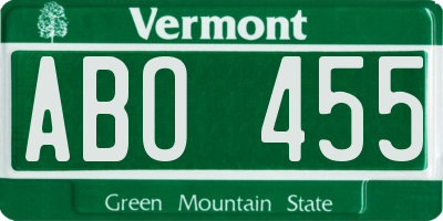 VT license plate ABO455