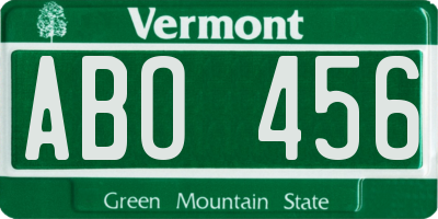 VT license plate ABO456