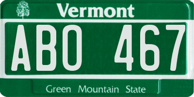 VT license plate ABO467