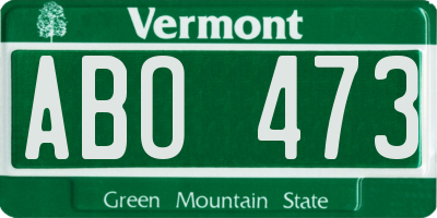 VT license plate ABO473