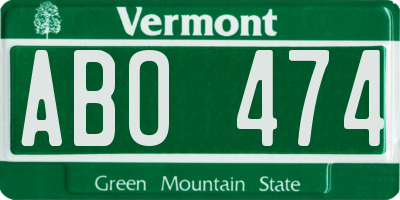 VT license plate ABO474