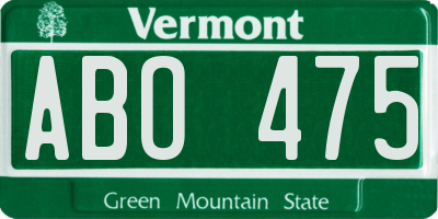 VT license plate ABO475