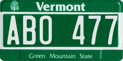 VT license plate ABO477