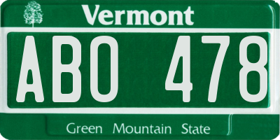 VT license plate ABO478