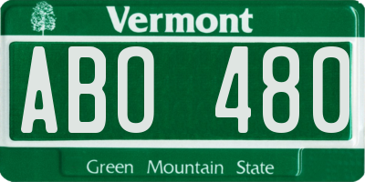 VT license plate ABO480