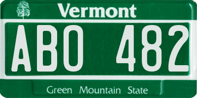 VT license plate ABO482