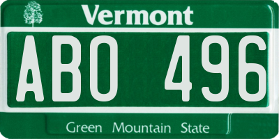 VT license plate ABO496