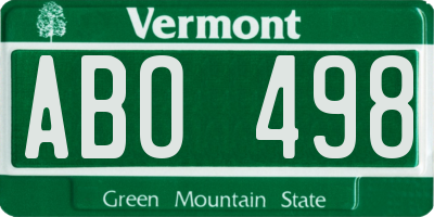 VT license plate ABO498