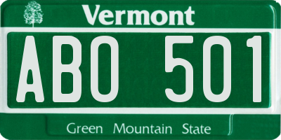 VT license plate ABO501