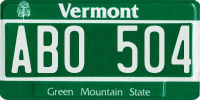 VT license plate ABO504