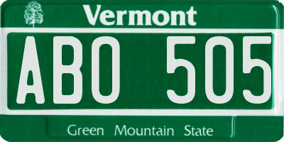 VT license plate ABO505