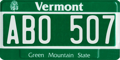 VT license plate ABO507