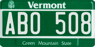 VT license plate ABO508