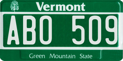 VT license plate ABO509