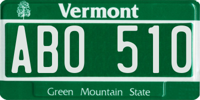 VT license plate ABO510