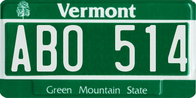 VT license plate ABO514