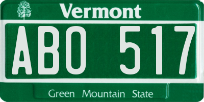 VT license plate ABO517