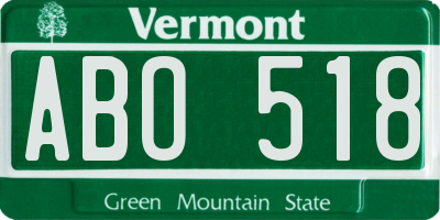 VT license plate ABO518