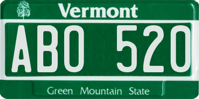 VT license plate ABO520