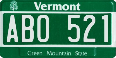 VT license plate ABO521