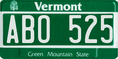 VT license plate ABO525