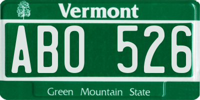 VT license plate ABO526