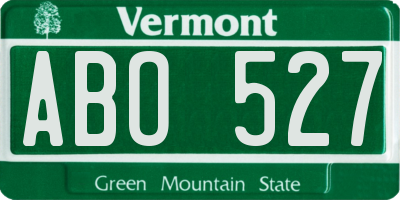 VT license plate ABO527