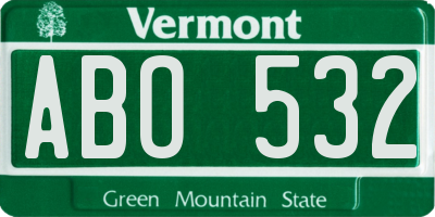 VT license plate ABO532