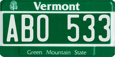 VT license plate ABO533