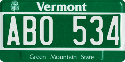 VT license plate ABO534