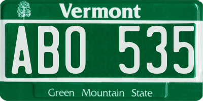 VT license plate ABO535