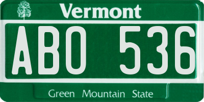 VT license plate ABO536