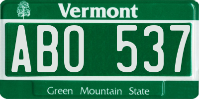 VT license plate ABO537