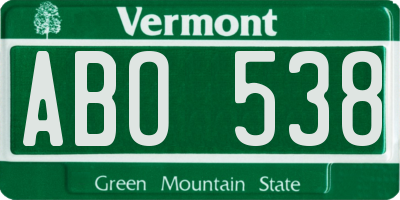 VT license plate ABO538