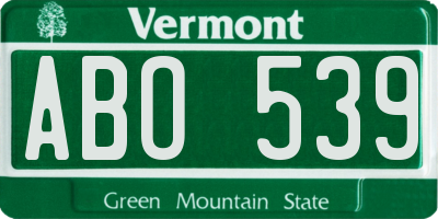 VT license plate ABO539