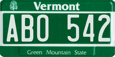 VT license plate ABO542