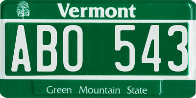 VT license plate ABO543