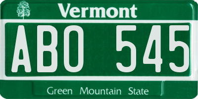 VT license plate ABO545