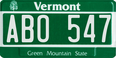 VT license plate ABO547