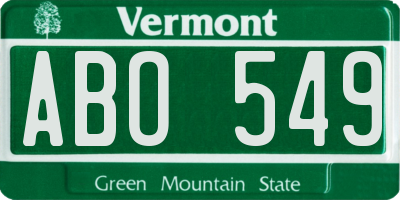 VT license plate ABO549