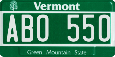 VT license plate ABO550