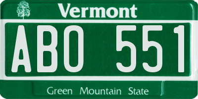 VT license plate ABO551