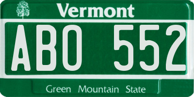 VT license plate ABO552