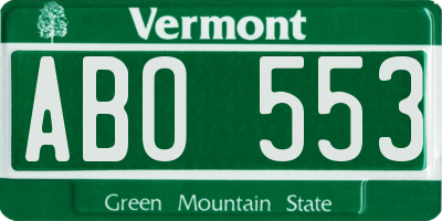 VT license plate ABO553