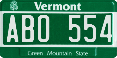 VT license plate ABO554