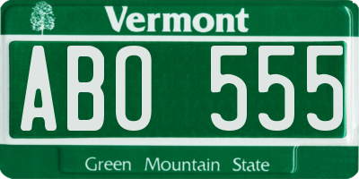 VT license plate ABO555