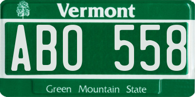 VT license plate ABO558